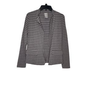 Dolan Women's Jacket Open Front Soft Blazer Left Coast‎ Ava Striped Gray Small